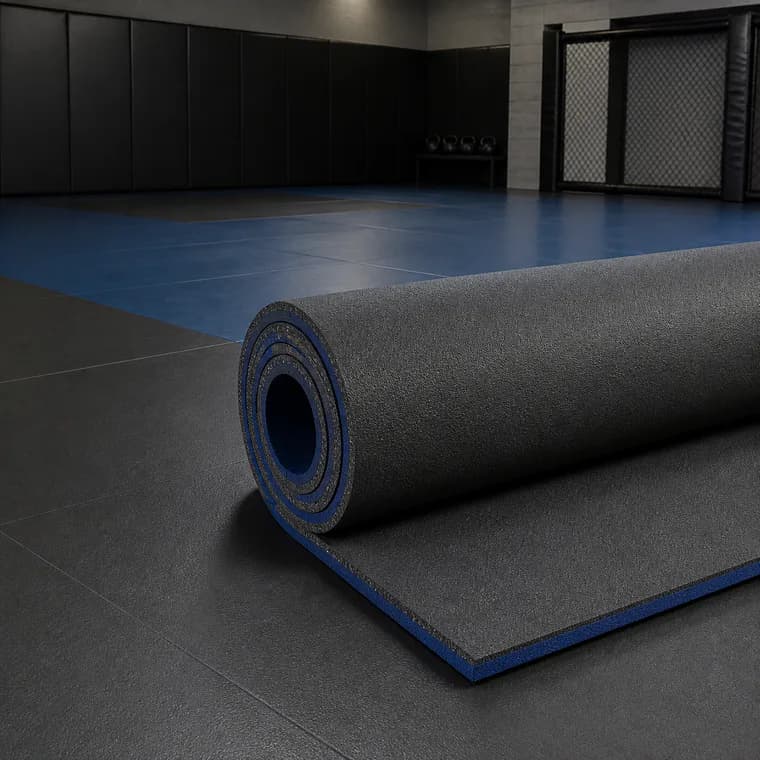 Multifunctional sports roll mat in a training studio