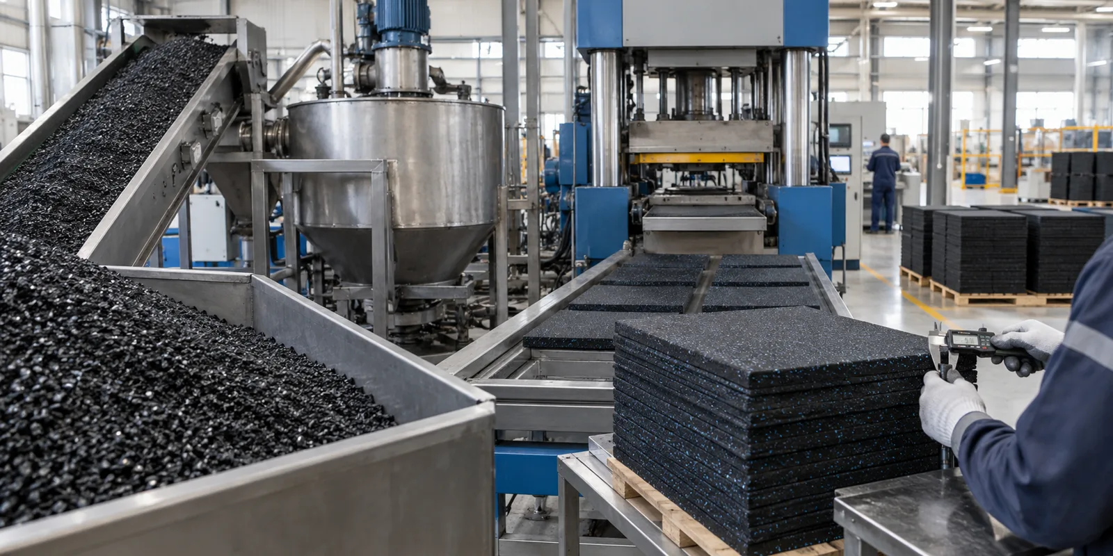 DLJ FITNESS rubber gym flooring factory quality inspection