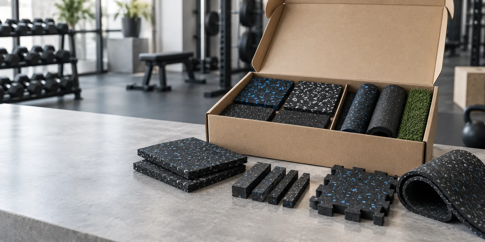 DLJ FITNESS rubber gym flooring free sample kit