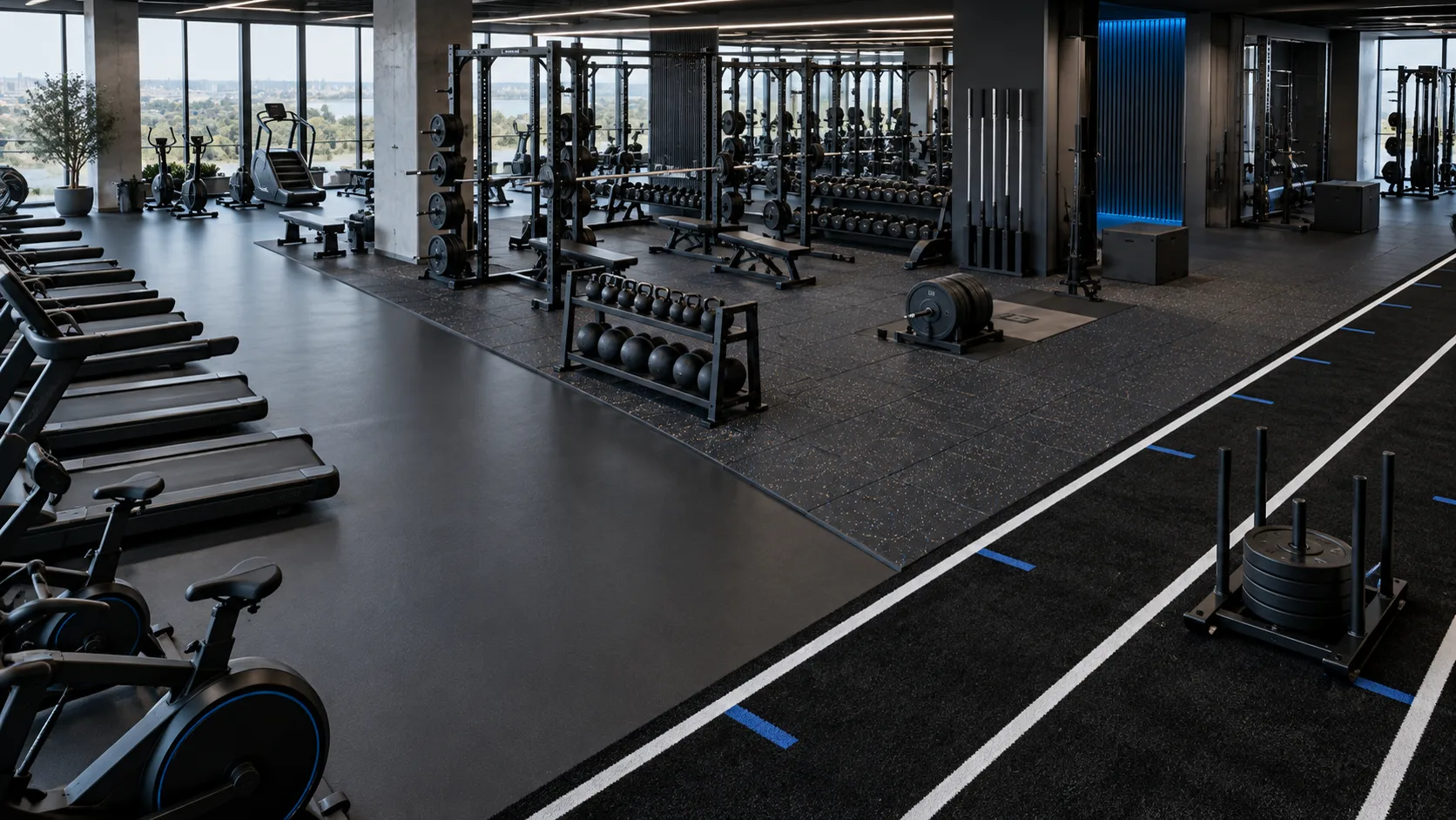 Multi-zone commercial gym flooring project